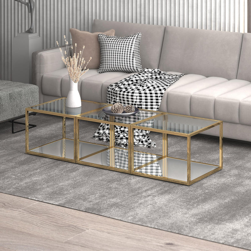 !nspire Casini 303-632GL_S 3pc Small Coffee Table Set - Gold IMAGE 2