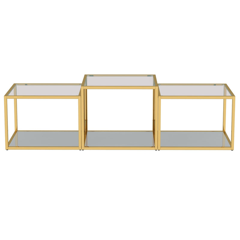 !nspire Casini 303-632GL-3 3pc Multi-Tier Coffee Table Set - Gold IMAGE 3