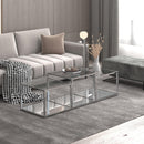 !nspire Casini 303-632CH-3 3 pc Multi-Tier Coffee Table Set - Silver IMAGE 2