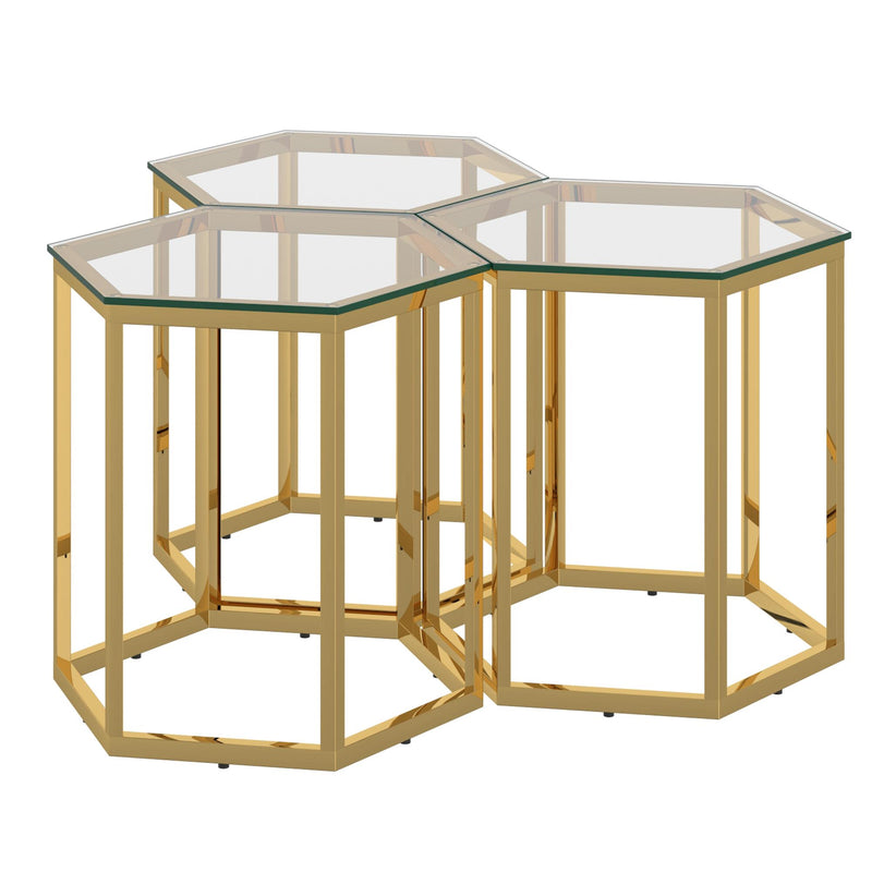 !nspire Fleur 501-635GL-3 3pc Accent Table Set - Gold IMAGE 6