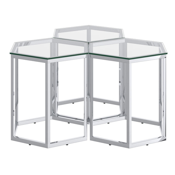 !nspire Fleur 501-635CH-3 3pc Accent Table Set - Silver IMAGE 1