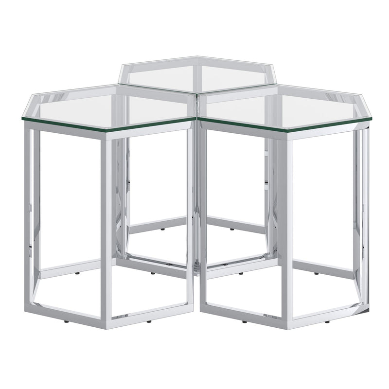 !nspire Fleur 501-635CH-3 3pc Accent Table Set - Silver IMAGE 1