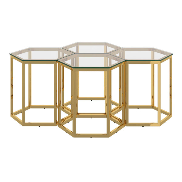 !nspire Fleur 501-635GL-4 4pc Accent Table Set - Gold IMAGE 1