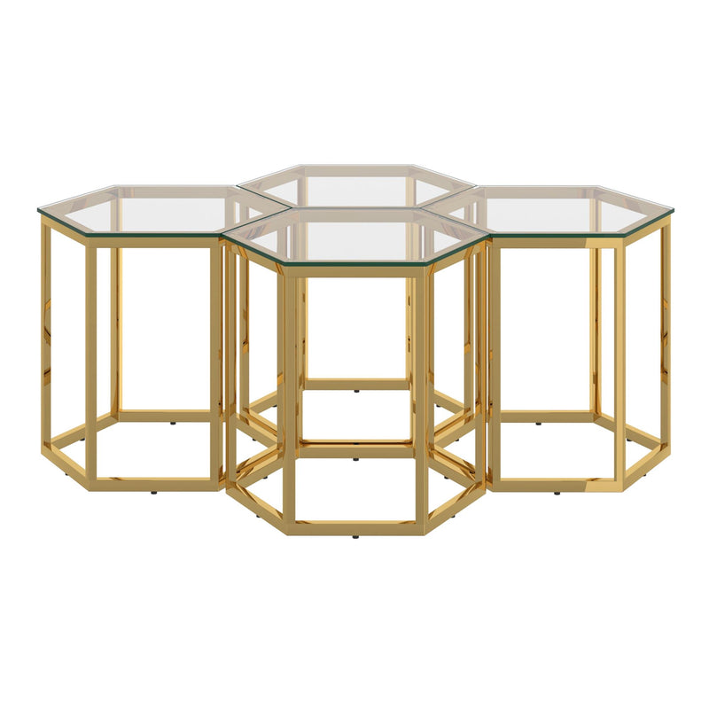 !nspire Fleur 501-635GL-4 4pc Accent Table Set - Gold IMAGE 1