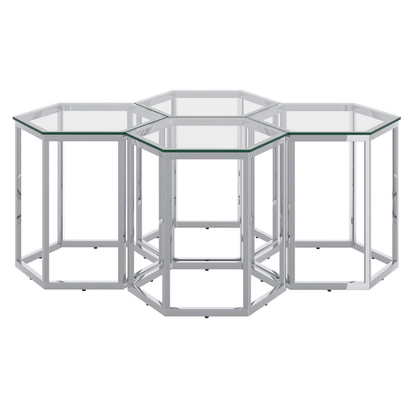 !nspire Fleur 501-635CH-4 4pc Accent Table Set - Silver IMAGE 1