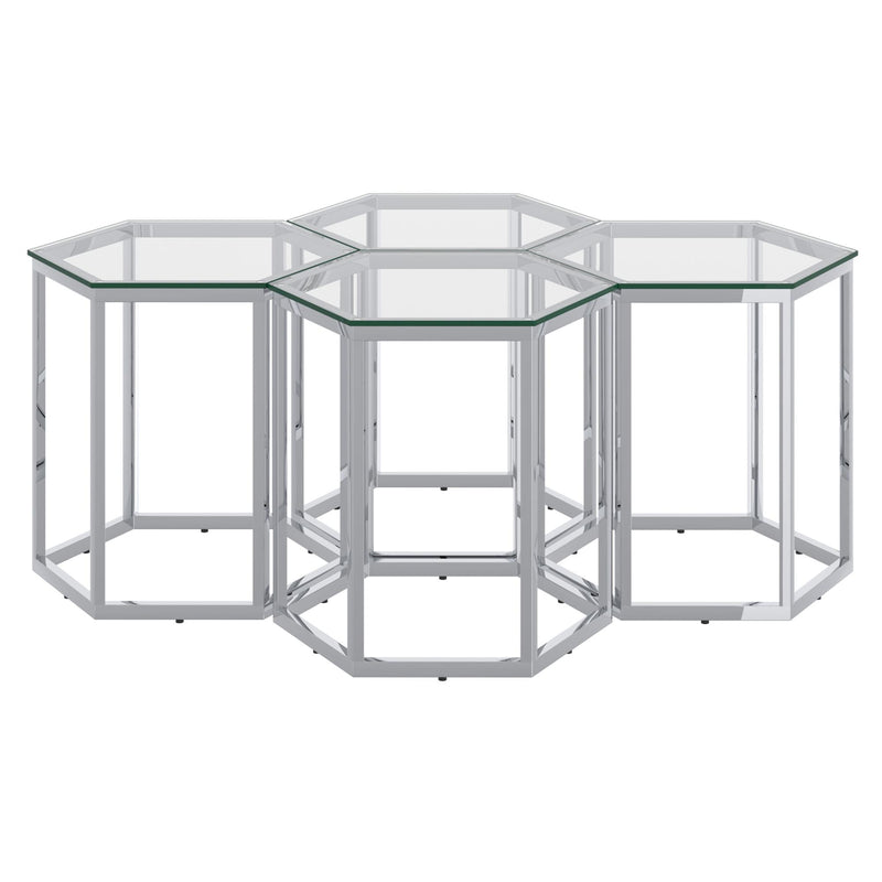 !nspire Fleur 501-635CH-4 4pc Accent Table Set - Silver IMAGE 1