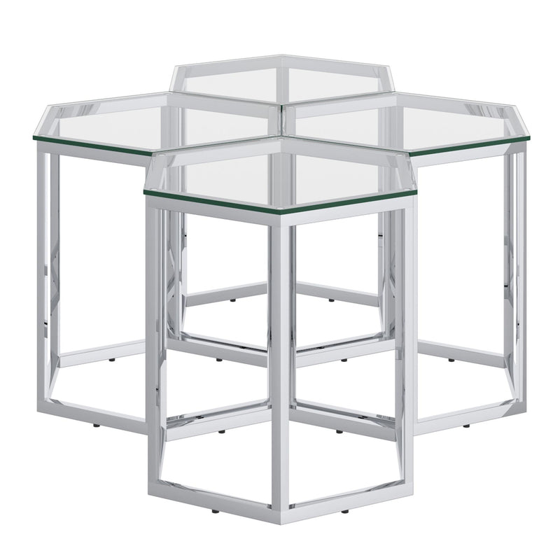 !nspire Fleur 501-635CH-4 4pc Accent Table Set - Silver IMAGE 3