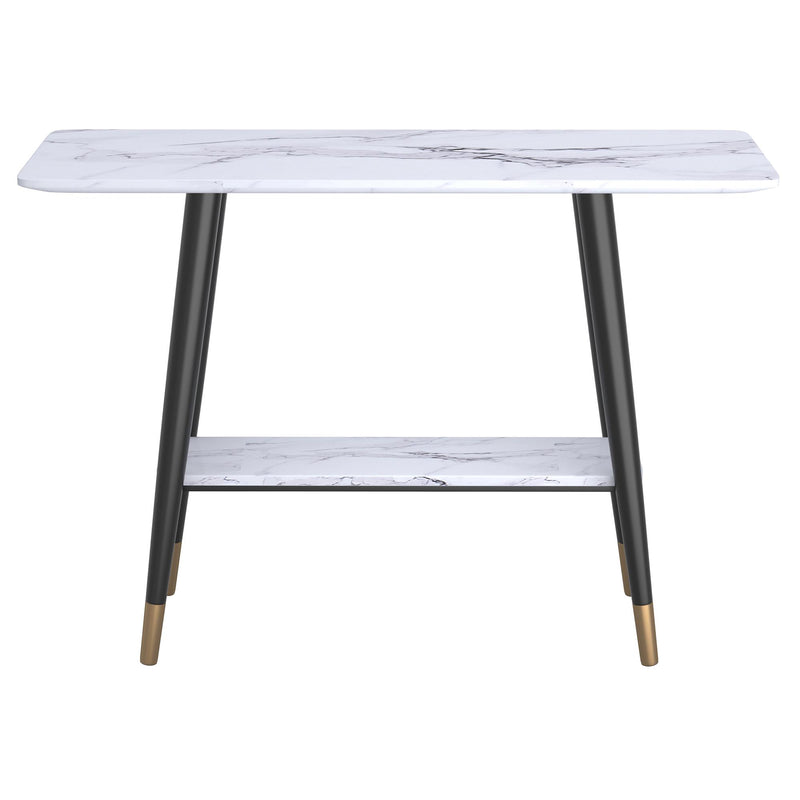 !nspire Emery 502-294WT 2-Tier Console Table - White Faux Marble IMAGE 3