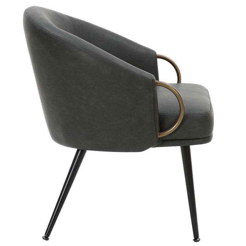 !nspire Zita 403-668CH Accent Chair - Vintage Charcoal Faux Leather and Black and Aged Gold IMAGE 4