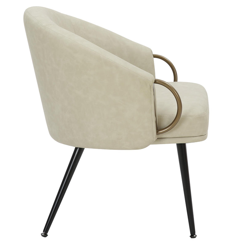 !nspire Zita 403-668IV Accent Chair - Vintage Ivory Faux Leather and Black and Aged Gold IMAGE 4