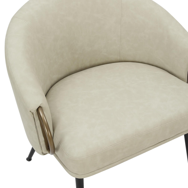 !nspire Zita 403-668IV Accent Chair - Vintage Ivory Faux Leather and Black and Aged Gold IMAGE 6