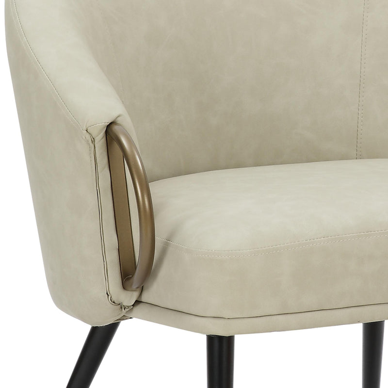 !nspire Zita 403-668IV Accent Chair - Vintage Ivory Faux Leather and Black and Aged Gold IMAGE 7