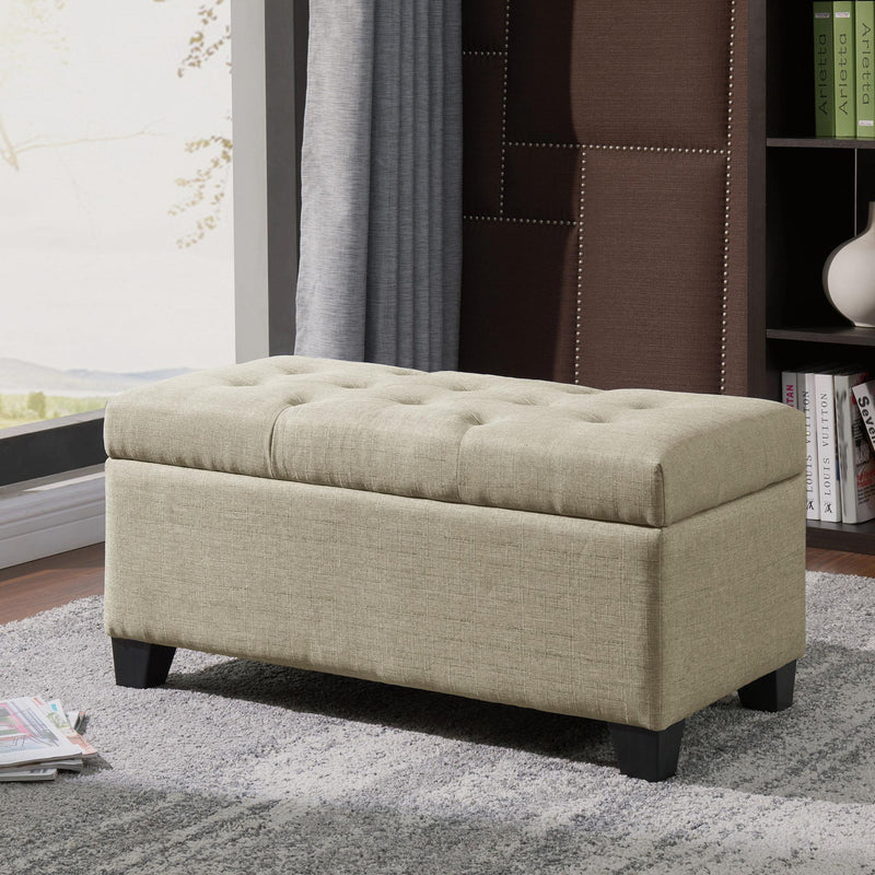 Worldwide Home Furnishings Harper 402-503BG Rectangular Storage Ottoman Bench - Beige IMAGE 2