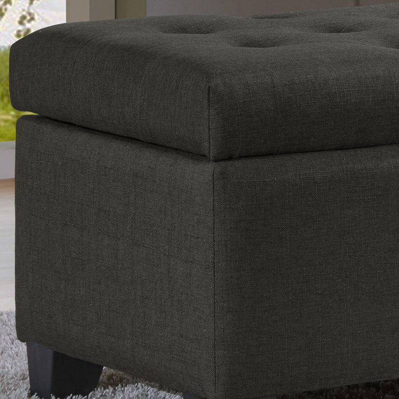 Worldwide Home Furnishings Harper 402-503CH Rectangular Storage Ottoman Bench - Charcoal IMAGE 5