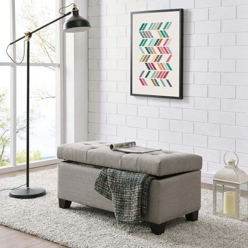 Worldwide Home Furnishings Harper 402-503LG Rectangular Storage Ottoman Bench - Light Grey IMAGE 2