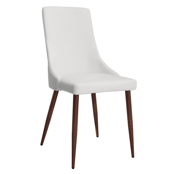 Worldwide Home Furnishings Cora 202-182PUWT Faux Leather Dining Chair - White and Walnut IMAGE 1