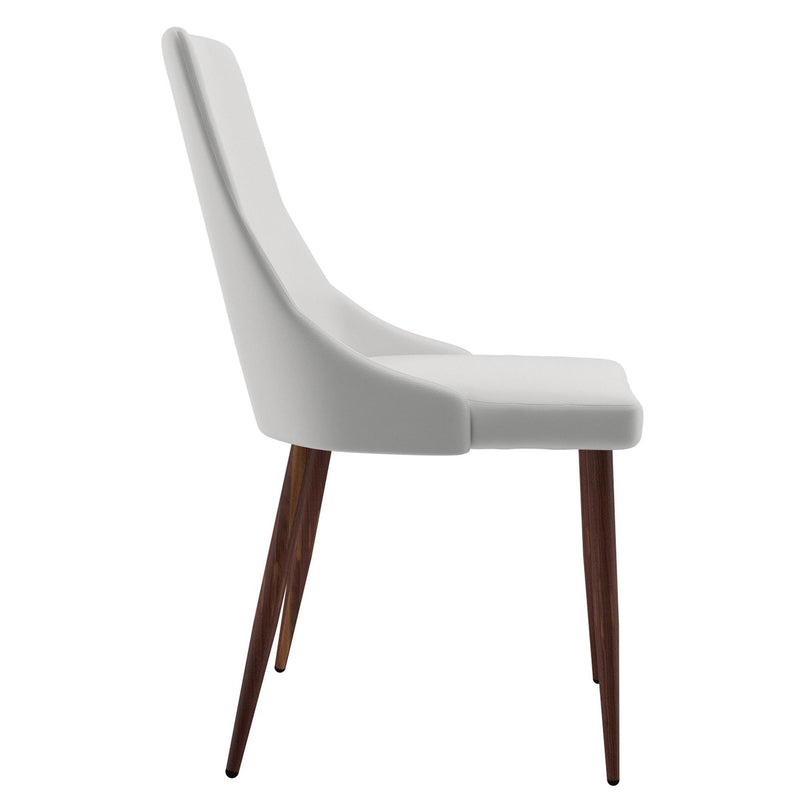 Worldwide Home Furnishings Cora 202-182PUWT Faux Leather Dining Chair - White and Walnut IMAGE 4