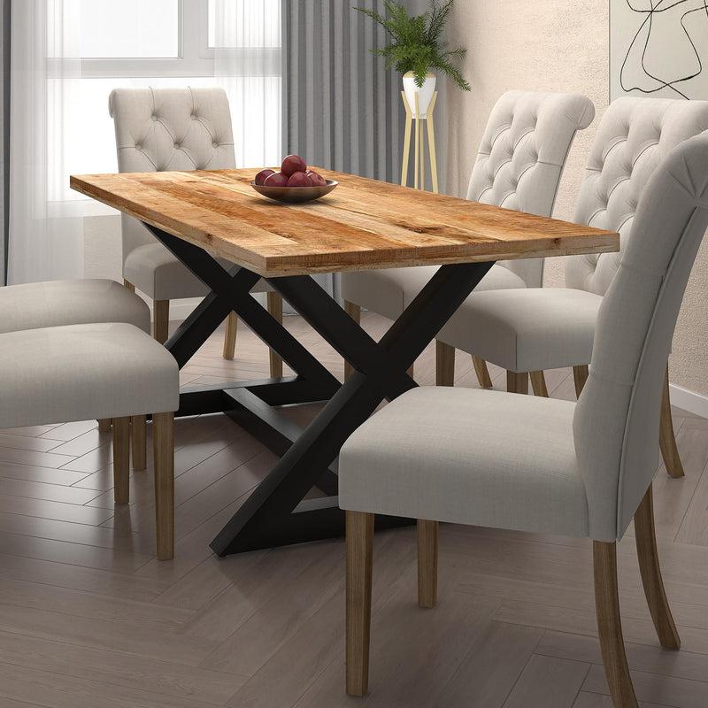 !nspire Zax 201-147NAT_BK Rectangular Dining Table - Natural and Black IMAGE 2