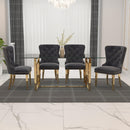 !nspire Eros/Mizal 5 pc Dining Set in Gold with Grey Chair IMAGE 1