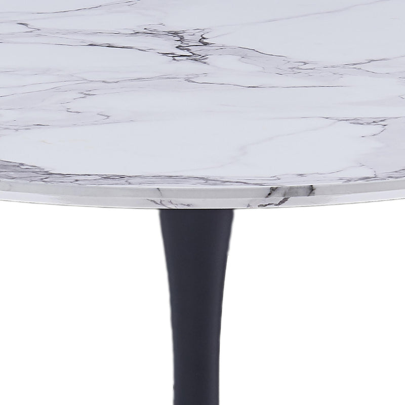 !nspire Zilo 201-671BK_S 40" Round Dining Table - White Faux Marble and Black IMAGE 3