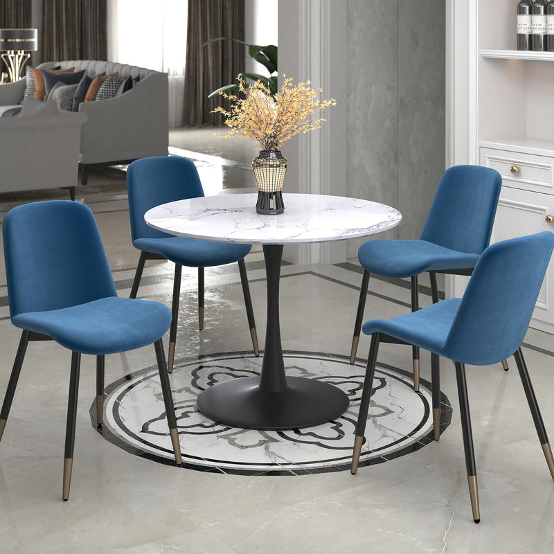 !nspire Zilo 201-671BK_S 40" Round Dining Table - White Faux Marble and Black IMAGE 7