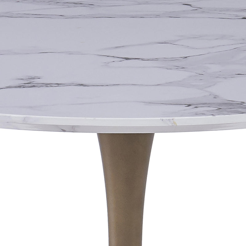 !nspire Zilo 201-671GD_S 40" Round Dining Table - White Faux Marble and Aged Gold IMAGE 3