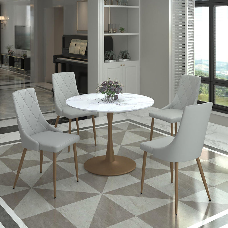 !nspire Zilo 201-671GD_S 40" Round Dining Table - White Faux Marble and Aged Gold IMAGE 7