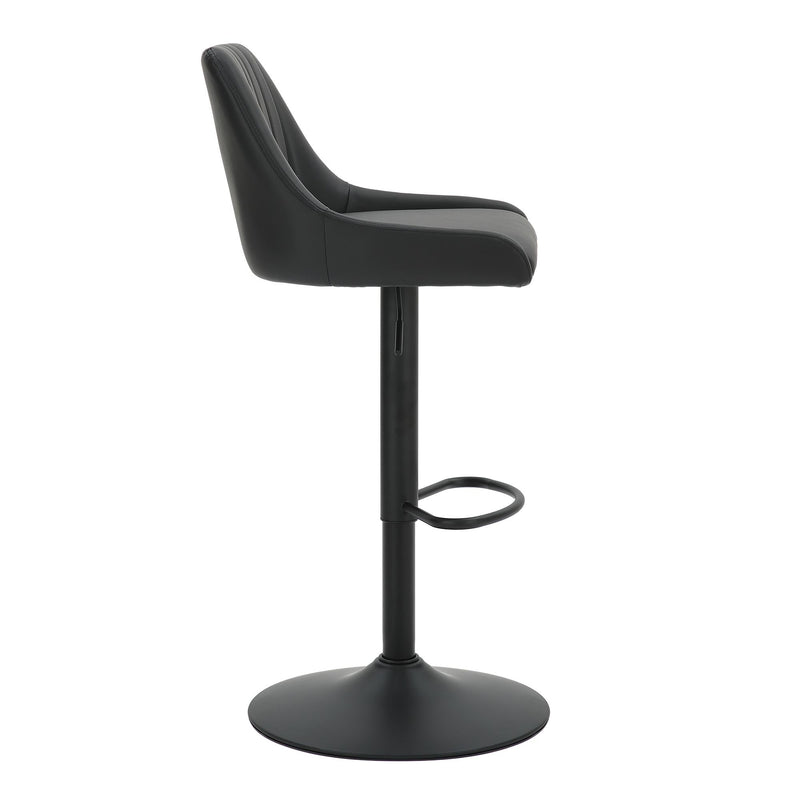 Worldwide Home Furnishings Kron 203-574PUBK Adjustable Height Air-Lift Swivel Stool - Black Faux Leather IMAGE 4