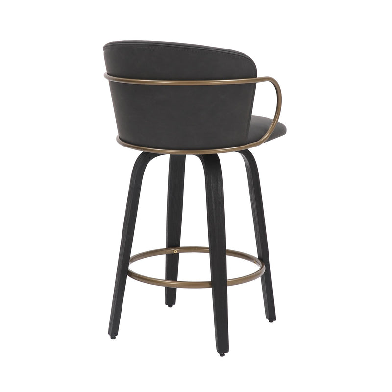 !nspire Lawson 203-634CH 26" Counter Stool with Swivel - Vintage Charcoal, Black and Aged Gold IMAGE 3