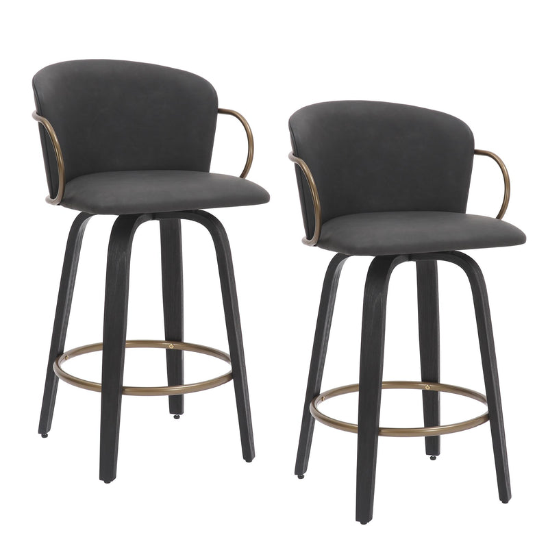 !nspire Lawson 203-634CH 26" Counter Stool with Swivel - Vintage Charcoal, Black and Aged Gold IMAGE 7