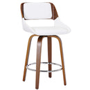 !nspire Hudson 203-582PUWT 26" Counter Stool with Swivel - White Faux Leather and Walnut IMAGE 1