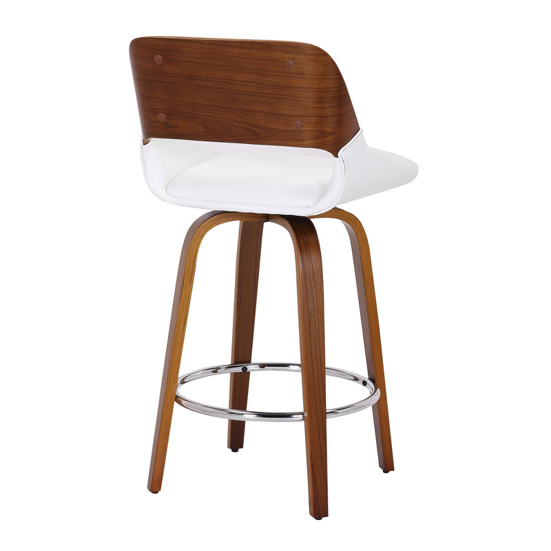 !nspire Hudson 203-582PUWT 26" Counter Stool with Swivel - White Faux Leather and Walnut IMAGE 3