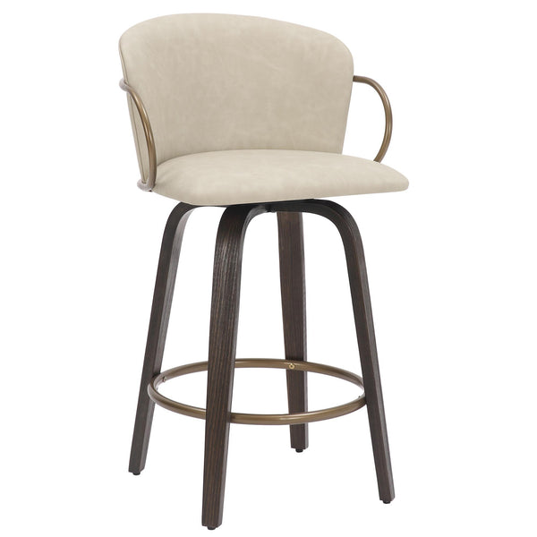 !nspire Lawson 203-634IV 26" Counter Stool with Swivel - Vintage Ivory, Brown and Aged Gold IMAGE 1