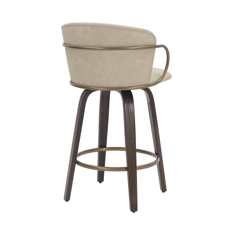 !nspire Lawson 203-634IV 26" Counter Stool with Swivel - Vintage Ivory, Brown and Aged Gold IMAGE 3