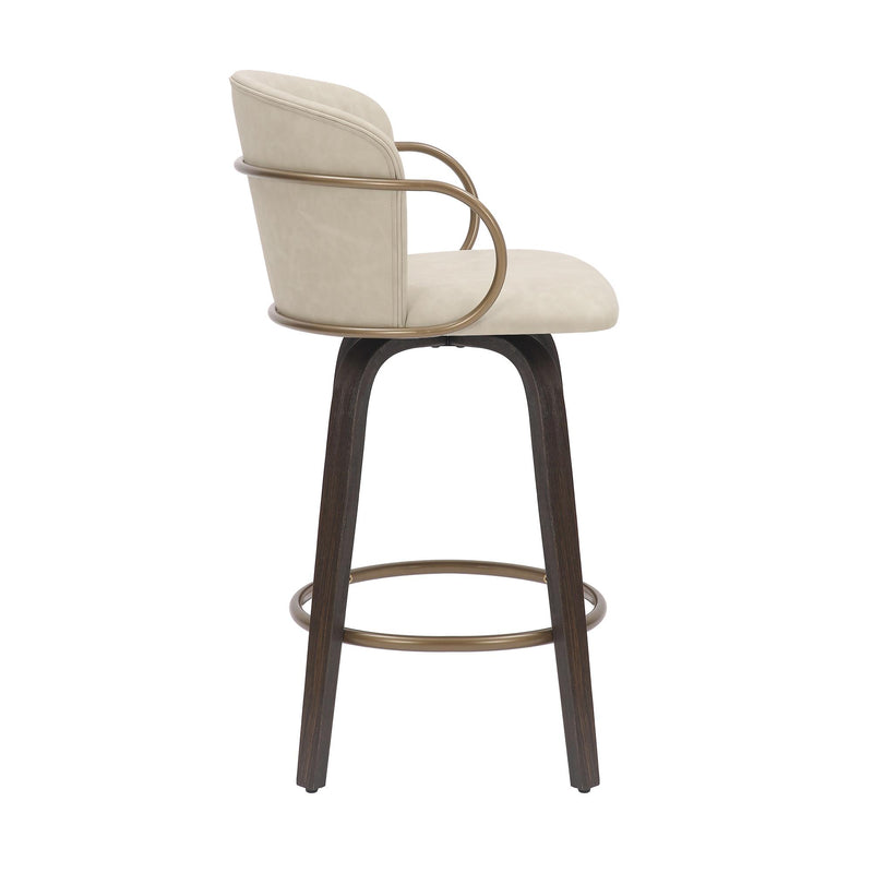 !nspire Lawson 203-634IV 26" Counter Stool with Swivel - Vintage Ivory, Brown and Aged Gold IMAGE 4