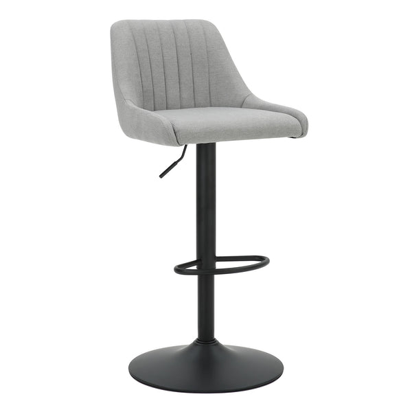 Worldwide Home Furnishings Kron 203-574GY Adjustable Height Air-Lift Swivel Stool - Grey Fabric IMAGE 1