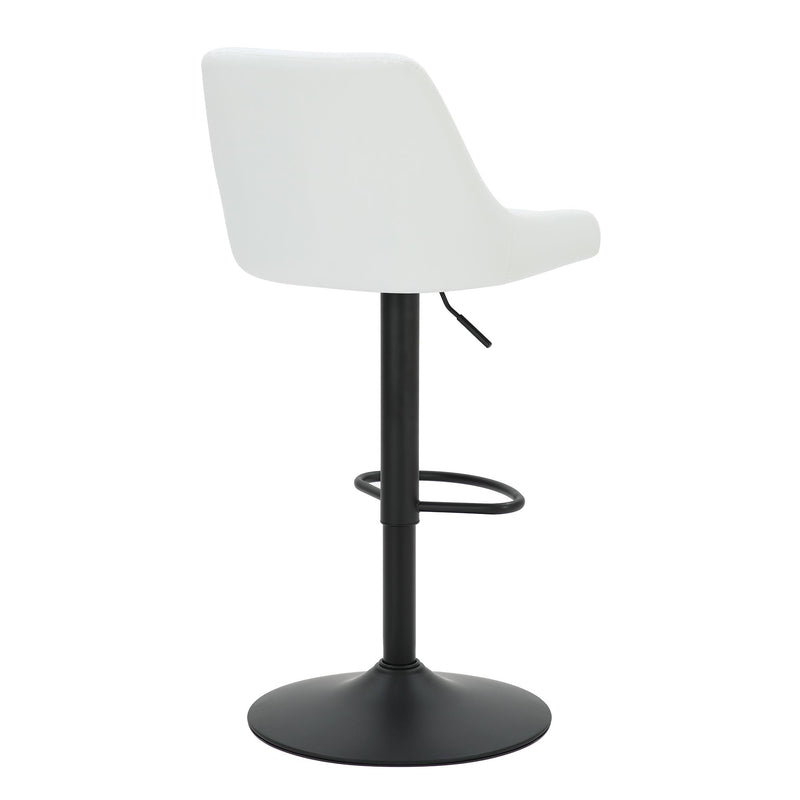 Worldwide Home Furnishings Kron 203-574PUWT Adjustable Height Air-Lift Swivel Stool - White Faux Leather IMAGE 3