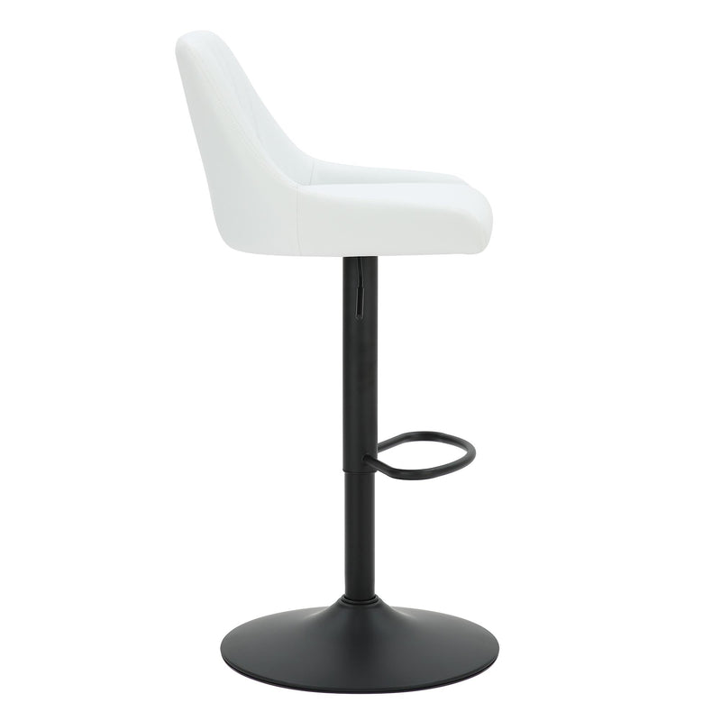 Worldwide Home Furnishings Kron 203-574PUWT Adjustable Height Air-Lift Swivel Stool - White Faux Leather IMAGE 4