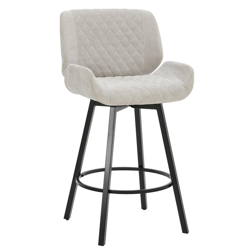 !nspire Fraser 203-667GY 26" Counter Stool with Swivel - Grey Fabric and Black IMAGE 1