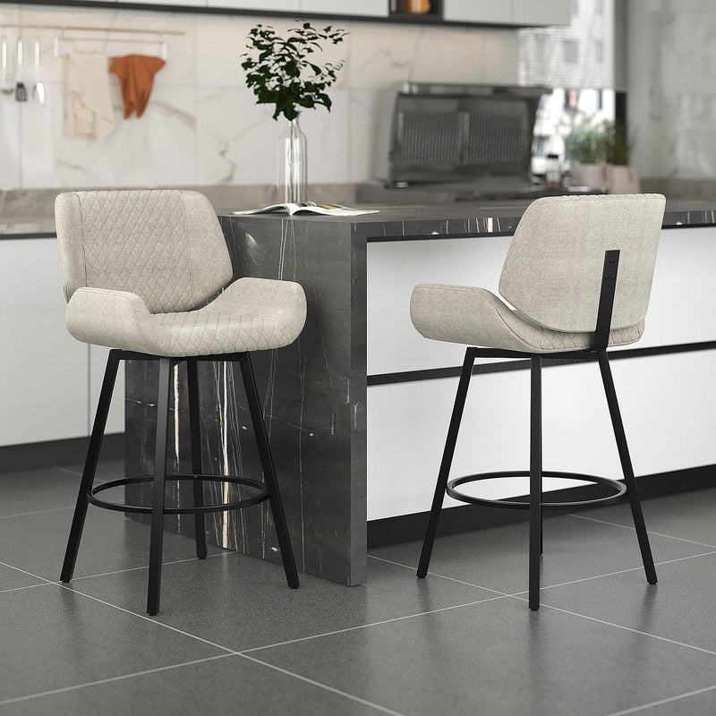 !nspire Fraser 203-667GY 26" Counter Stool with Swivel - Grey Fabric and Black IMAGE 2