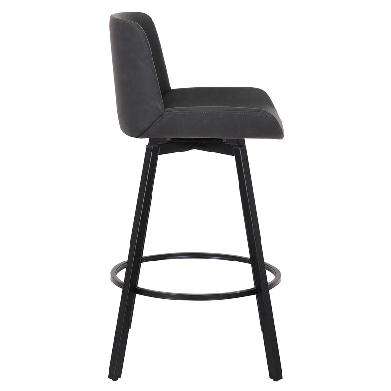 !nspire Fern 203-666PUCH 26" Counter Stool with Swivel - Vintage Charcoal Faux Leather and Black IMAGE 4