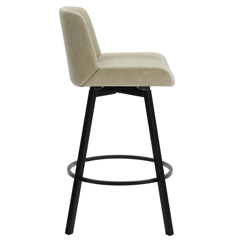 !nspire Fern 203-666PUIV 26" Counter Stool with Swivel - Vintage Ivory Faux Leather and Black IMAGE 4