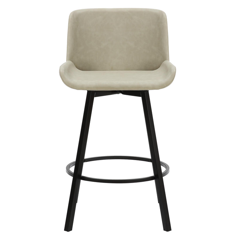 !nspire Fern 203-666PUIV 26" Counter Stool with Swivel - Vintage Ivory Faux Leather and Black IMAGE 5