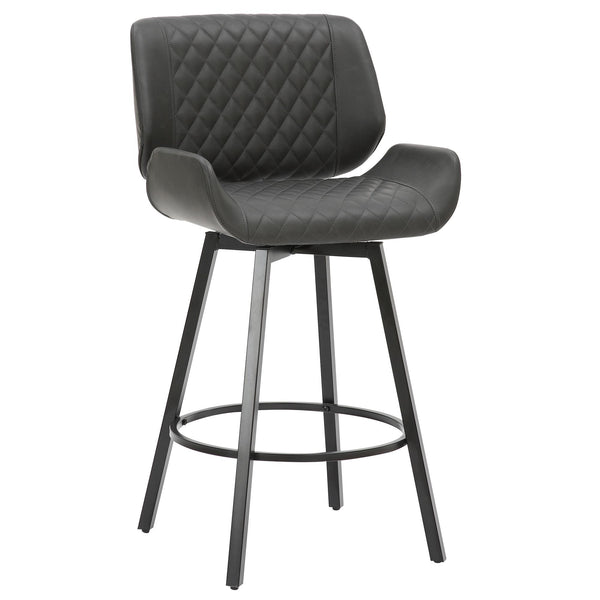 !nspire Fraser 203-667PUCH 26" Counter Stool with Swivel - Vintage Charcoal Faux Leather and Black IMAGE 1