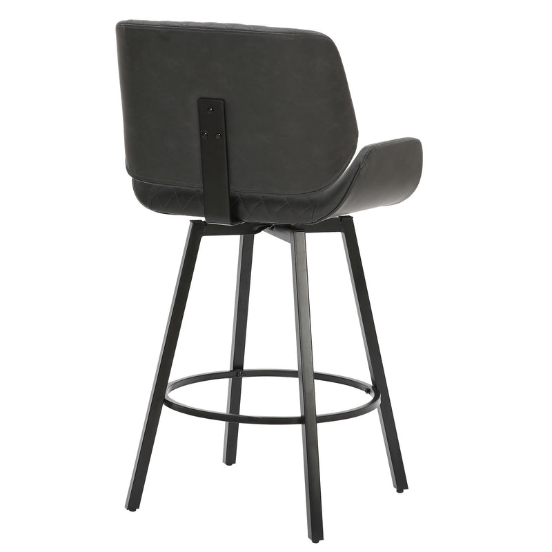 !nspire Fraser 203-667PUCH 26" Counter Stool with Swivel - Vintage Charcoal Faux Leather and Black IMAGE 3