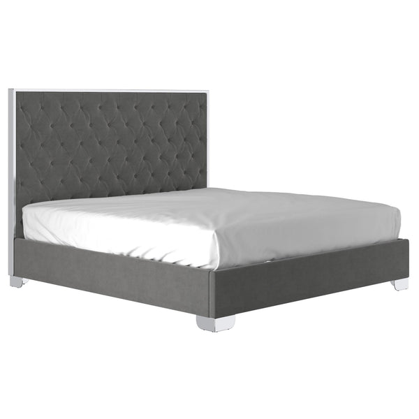 !nspire Lucille 101-596K-GY_CH 78" King Bed - Grey and Silver IMAGE 1