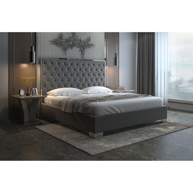 !nspire Lucille 101-596K-GY_CH 78" King Bed - Grey and Silver IMAGE 2