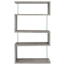 Coaster Furniture Emelle 802340 63-inch 4-shelf Glass Panel Bookshelf - Grey Driftwood IMAGE 5