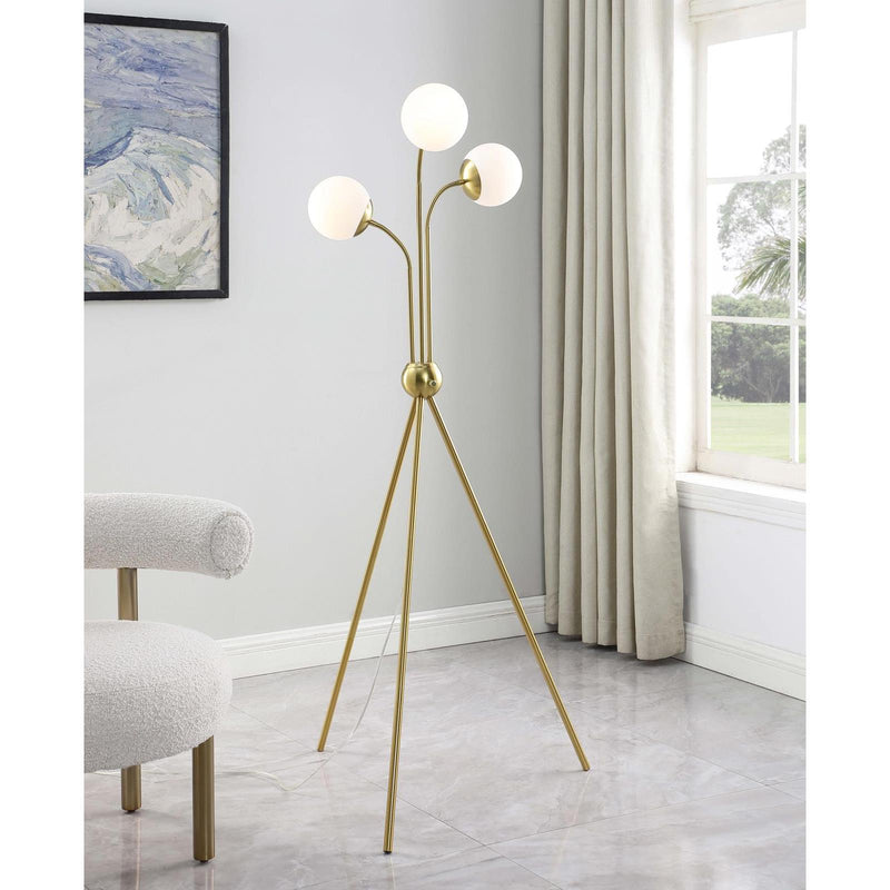 Coaster Furniture Miley 920293 66-inch Spherical Bulb Tripod Tree Floor Lamp - Gold IMAGE 2