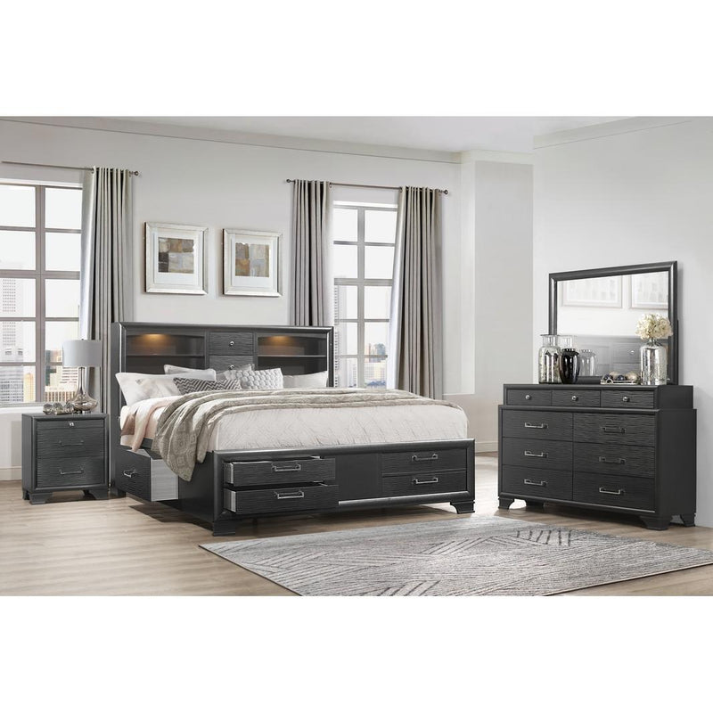 IFDC Ava Queen Platform Bed with Storage Ava 60" Queen Platform Bed - Jordyn Grey IMAGE 4